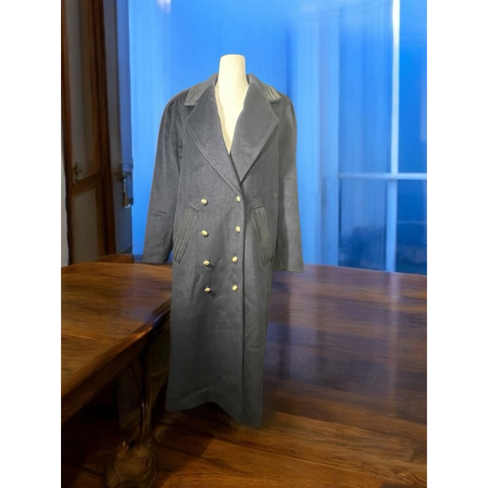Size 8/10 ? Navy Blue Wool DonnyBrook vintage wool double breasted trench coat - Picture 12 of 12